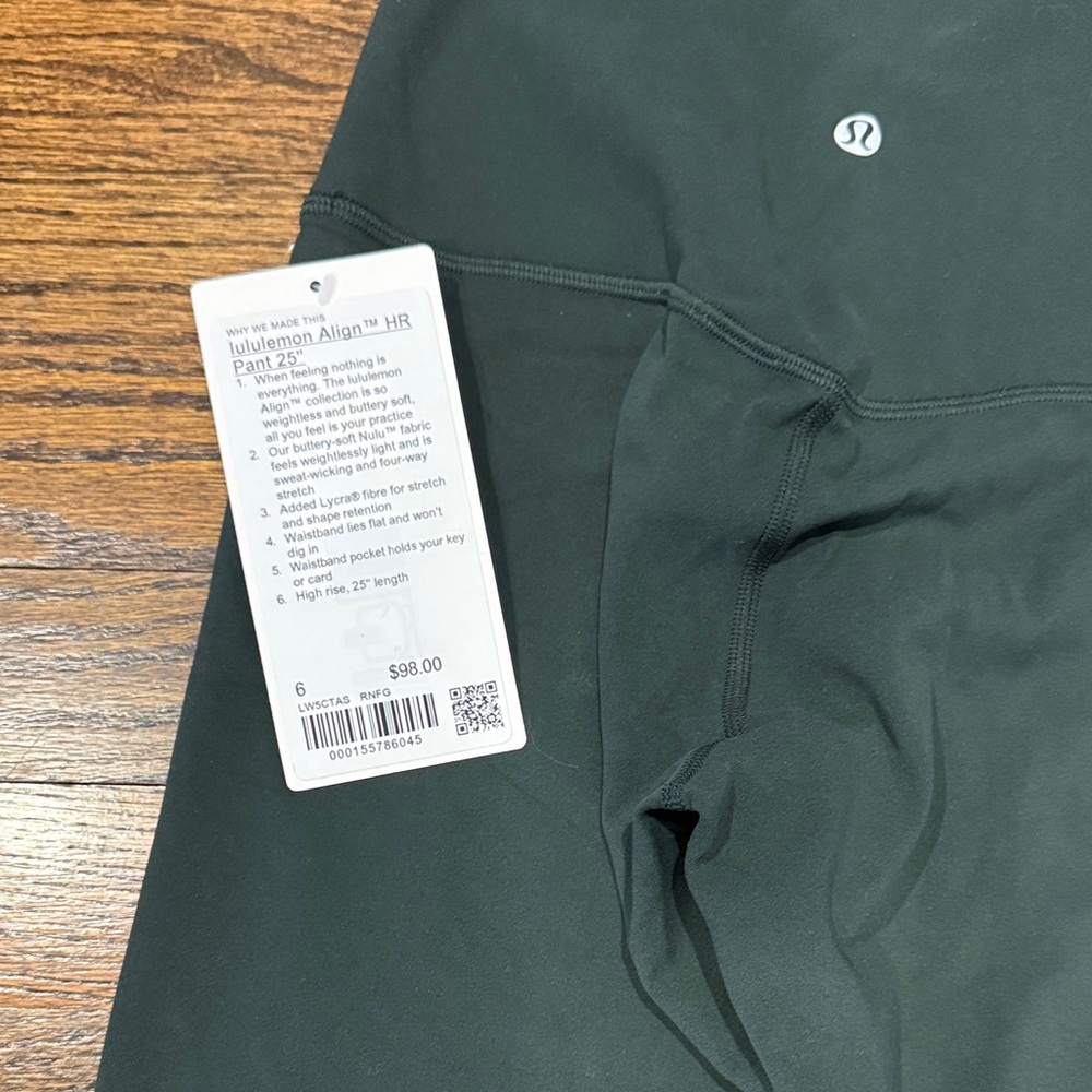 NWT Lululemon Align High-Rise Pants in Dark Green